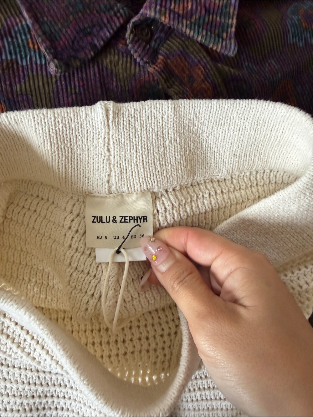Zulu & Zephyr Milk Cotton Crochet Knit Knit Wide-Leg Pants, 4 - Picture 6 of 8